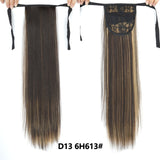 Long Straight Clip In Tail False Hair Ponytail Hairpiece With Hairpins Synthetic Pony Tail Extensions Black Brown Headwear - Presidential Brand (R)