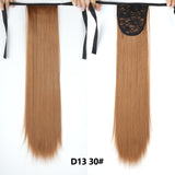 Long Straight Clip In Tail False Hair Ponytail Hairpiece With Hairpins Synthetic Pony Tail Extensions Black Brown Headwear - Presidential Brand (R)