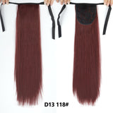 Long Straight Clip In Tail False Hair Ponytail Hairpiece With Hairpins Synthetic Pony Tail Extensions Black Brown Headwear - Presidential Brand (R)