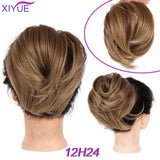 Short Straight Chignon With Elastic Band Synthetic Scrunchie Messy Hair Bun High Temperature Fiber Hairpieces Extensions - Presidential Brand (R)
