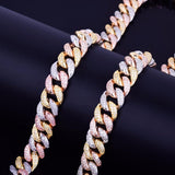 12mm Mixed Color Cuban Necklace Copper Material CZ Link 16-28inch - Presidential Brand (R)