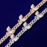 10mm Miami Cuban Link Necklace With Butterfly Women Jewelry AAAA Zircon Charm Men's Hip Hop Chain - Presidential Brand (R)