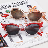 Vintage 90s Unique Cat Eye Sunglasses Women Sexy Red Frame Retro Black Cateye Sun Glasses Shades Gift - Presidential Brand (R)