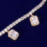 Tennis Chain With White Zircon Pendant Gold Color Charm Women Necklace Link Men's Hip Hop Jewelry adjustable - Presidential Brand (R)