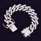 18mm Big Square Cuban Link Bracelet Gold Color Iced Out Cubic Zirconia Style - Presidential Brand (R)