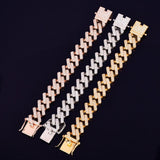 18mm Big Square Cuban Link Bracelet Gold Color Iced Out Cubic Zirconia Style - Presidential Brand (R)