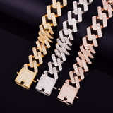 18mm Big Square Cuban Link Bracelet Gold Color Iced Out Cubic Zirconia Style - Presidential Brand (R)