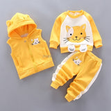 Baby Boys Girls Autumn Warm WaistCoat Sweatshirt Pants 3Pcs Infant Kids Children Sports Suit Toddler - Presidential Brand (R)