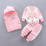 Baby Boys Girls Autumn Warm WaistCoat Sweatshirt Pants 3Pcs Infant Kids Children Sports Suit Toddler - Presidential Brand (R)