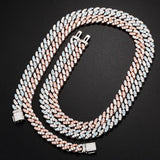 8mm Iced Out Bling CZ Miami Cuban Link Chain Charm Choker Necklace Pink Blue Trendy Fashion Necklace - Presidential Brand (R)