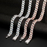 8mm Iced Out Bling CZ Miami Cuban Link Chain Charm Choker Necklace Pink Blue Trendy Fashion Necklace - Presidential Brand (R)