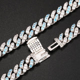 8mm Iced Out Bling CZ Miami Cuban Link Chain Charm Choker Necklace Pink Blue Trendy Fashion Necklace - Presidential Brand (R)