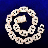 18mm Baguette Zirconia Cuban Chain Necklace Link Gold Color Copper Bling - Presidential Brand (R)