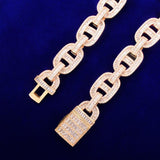 18mm Baguette Zirconia Cuban Chain Necklace Link Gold Color Copper Bling - Presidential Brand (R)
