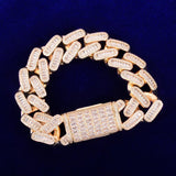 20MM Baguette Cuban Bracelet Chain Trendy Link Bling Zirconia Copper Rock Jewelry - Presidential Brand (R)
