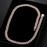 8mm Iced Out Bling CZ Miami Cuban Link Chain Charm Choker Necklace Pink Blue Trendy Fashion Necklace - Presidential Brand (R)