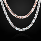 8mm Iced Out Bling CZ Miami Cuban Link Chain Charm Choker Necklace Pink Blue Trendy Fashion Necklace - Presidential Brand (R)