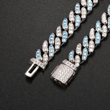 8mm Iced Out Bling CZ Miami Cuban Link Chain Charm Choker Necklace Pink Blue Trendy Fashion Necklace - Presidential Brand (R)