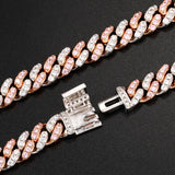 8mm Iced Out Bling CZ Miami Cuban Link Chain Charm Choker Necklace Pink Blue Trendy Fashion Necklace - Presidential Brand (R)