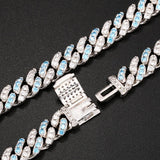 8mm Iced Out Bling CZ Miami Cuban Link Chain Charm Choker Necklace Pink Blue Trendy Fashion Necklace - Presidential Brand (R)