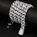 8mm Iced Out Bling CZ Miami Cuban Link Chain Charm Choker Necklace Pink Blue Trendy Fashion Necklace - Presidential Brand (R)