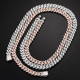 8mm Iced Out Bling CZ Miami Cuban Link Chain Charm Choker Necklace Pink Blue Trendy Fashion Necklace - Presidential Brand (R)