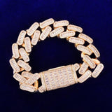 20MM Baguette Cuban Bracelet Chain Trendy Link Bling Zirconia Copper Rock Jewelry - Presidential Brand (R)