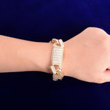 20MM Baguette Cuban Bracelet Chain Trendy Link Bling Zirconia Copper Rock Jewelry - Presidential Brand (R)