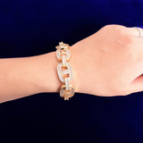 Cuban Baguette Zirconia Bracelet Chain Men's Trendy Cool Hip Hop Link Copper Bling Rock Jewelry 18mm - Presidential Brand (R)