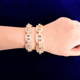 Cuban Baguette Zirconia Bracelet Chain Men's Trendy Cool Hip Hop Link Copper Bling Rock Jewelry 18mm - Presidential Brand (R)