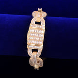 Cuban Baguette Zirconia Bracelet Chain Men's Trendy Cool Hip Hop Link Copper Bling Rock Jewelry 18mm - Presidential Brand (R)