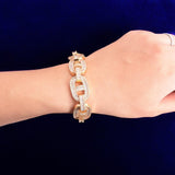 Cuban Baguette Zirconia Bracelet Chain Men's Trendy Cool Hip Hop Link Copper Bling Rock Jewelry 18mm - Presidential Brand (R)