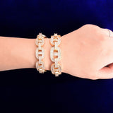 Cuban Baguette Zirconia Bracelet Chain Men's Trendy Cool Hip Hop Link Copper Bling Rock Jewelry 18mm - Presidential Brand (R)