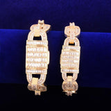 Cuban Baguette Zirconia Bracelet Chain Men's Trendy Cool Hip Hop Link Copper Bling Rock Jewelry 18mm - Presidential Brand (R)