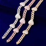 10mm Miami Cuban Chain With Heart Necklace For Women AAA Zircon Charm Men's Hip Hop Link Jewelry - Presidential Brand (R)
