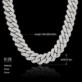 2 Row 12mm Iced Out Neckalce Diamonds Cuban Link Chain 5A Cubic Zirconia Clasp Necklaces Link - Presidential Brand (R)