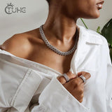 2 Row 12mm Iced Out Neckalce Diamonds Cuban Link Chain 5A Cubic Zirconia Clasp Necklaces Link - Presidential Brand (R)
