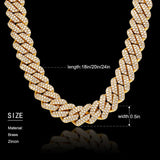 2 Row 12mm Iced Out Neckalce Diamonds Cuban Link Chain 5A Cubic Zirconia Clasp Necklaces Link - Presidential Brand (R)