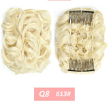 WERD  2 Plastic Comb Clip In Curly Synthetic Hair Pieces Chignon Updo Cover Hairpiece Extension Hair Bun Hair Accessories - Presidential Brand (R)