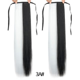 Long Straight Clip In Tail False Hair Ponytail Hairpiece With Hairpins Synthetic Pony Tail Extensions Black Brown Headwear - Presidential Brand (R)