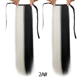 Long Straight Clip In Tail False Hair Ponytail Hairpiece With Hairpins Synthetic Pony Tail Extensions Black Brown Headwear - Presidential Brand (R)