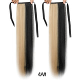 Long Straight Clip In Tail False Hair Ponytail Hairpiece With Hairpins Synthetic Pony Tail Extensions Black Brown Headwear - Presidential Brand (R)