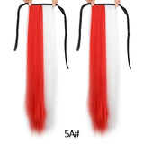 Long Straight Clip In Tail False Hair Ponytail Hairpiece With Hairpins Synthetic Pony Tail Extensions Black Brown Headwear - Presidential Brand (R)