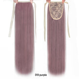 Long Straight Clip In Tail False Hair Ponytail Hairpiece With Hairpins Synthetic Pony Tail Extensions Black Brown Headwear - Presidential Brand (R)