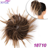 Short Straight Chignon With Elastic Band Synthetic Scrunchie Messy Hair Bun High Temperature Fiber Hairpieces Extensions - Presidential Brand (R)