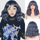 Stamped Glorious 14inches Natural Wave Wig Bob Red Wig With Bangs Synthetic Short Wigs for Women Heat Resistant Fiber Hair - Presidential Brand (R)