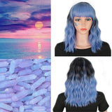 Stamped Glorious 14inches Natural Wave Wig Bob Red Wig With Bangs Synthetic Short Wigs for Women Heat Resistant Fiber Hair - Presidential Brand (R)