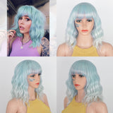 Stamped Glorious 14inches Natural Wave Wig Bob Red Wig With Bangs Synthetic Short Wigs for Women Heat Resistant Fiber Hair - Presidential Brand (R)