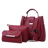 4pcs Woman Bag Set Purse and Handbag Four-Piece Shoulder Bag Tote Messenger Tote - Presidential Brand (R)