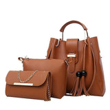 4pcs Woman Bag Set Purse and Handbag Four-Piece Shoulder Bag Tote Messenger Tote - Presidential Brand (R)
